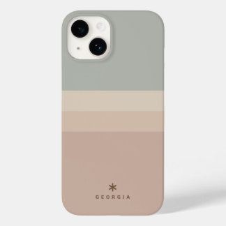 カスタム4色ブロックバラピンクティール（緑がかった色）ビッグネーム Case-Mate iPhone 14ケース