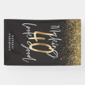 カスタム40歳の誕生日の黒と金ゴールドシック  横断幕 (横)