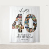 カスタム40歳の誕生日写真コラージュタペストリー タペストリー (正面)