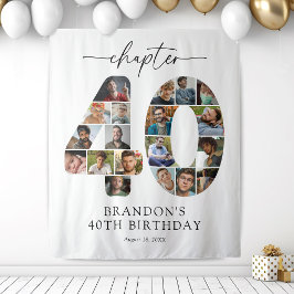 カスタム40歳の誕生日写真コラージュタペストリー タペストリー