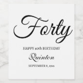 カスタム40歳の誕生日 ワインラベル (シングルラベル)