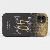 カスタム40歳モダン誕生日ブラック&金ゴールドシック Case-Mate iPhoneケース (裏面(横))