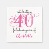 カスタム40素晴らしいタイポグラフィピンク紙ナプキンス スタンダードカクテルナプキン (正面)