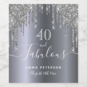 カスタム40素晴らしい誕生日グリッターシルバースパークル ワインラベル (シングルラベル)