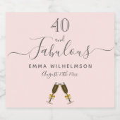 カスタム40素晴らしい誕生日パーティーバラ金ゴールドピンク スパークリングワインラベル (シングルラベル)