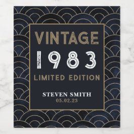 カスタム40thブルーバースデーパーティー ワインラベル