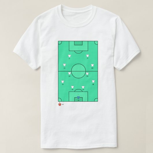 カスタム442サッカー戦術ボード チーム名簿 Tシャツ (デザイン正面)