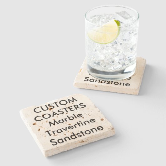 カスタム4"実質の石造りのTravertineのコースターのコルクの背部 ストーンコースター (横)