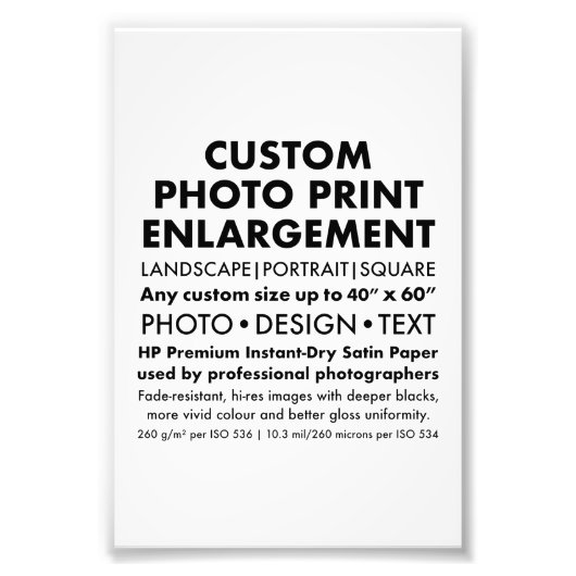 カスタム4"x6"ポートレート写真の拡大プリント フォトプリント            (正面)