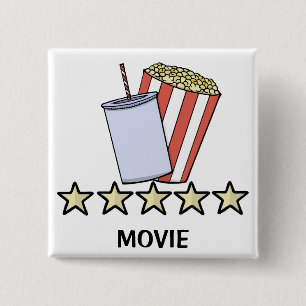 カスタム5つ星 映画レビュー ポップコーン ドリンク 映画 缶バッジ