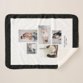 カスタム5の写真のコラージュの姓の黒のボーダー シェルパブランケット (正面(横))