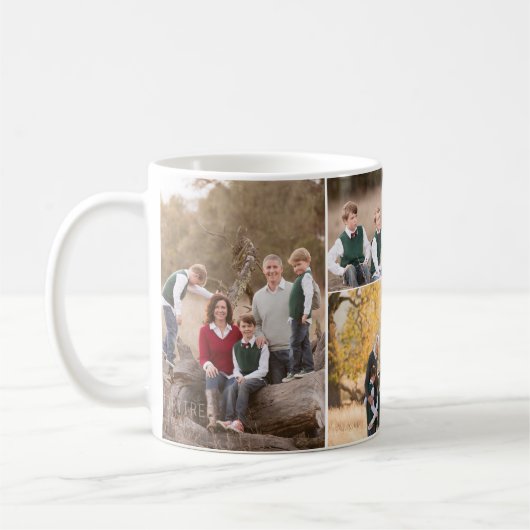 カスタム5パーソナライズされたフォトコラージュファミリー引用文 コーヒーマグカップ (左)