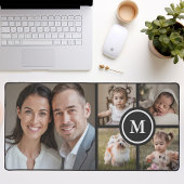 カスタム5フォトコラージブラックファミリー デスクマット