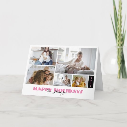 カスタム5フォトコラージホリデー カード (正面)