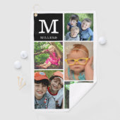 カスタム5フォトコラージュのファミリー名モノグラムの前 ゴルフタオル (インサイチュ)