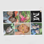 カスタム5フォトコラージュのファミリー名モノグラムの前 ゴルフタオル (横)