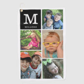 カスタム5フォトコラージュのファミリー名モノグラムの前 ゴルフタオル (正面)