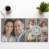 カスタム5フォトコラージュセージグリーンファミリー デスクマット