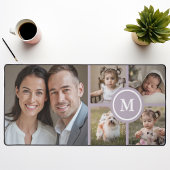 カスタム5フォトコラージュダスティパープルファミリー デスクマット