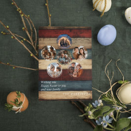 カスタム5フォトコラージュ復活祭はがき 招待状