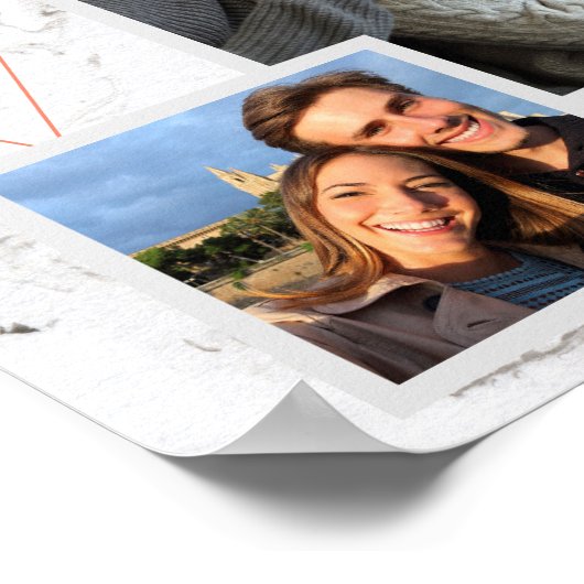 カスタム5フォトコラージュ愛するライフグレーマーブル ポスター (角)