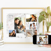 カスタム5フォトコラージュ愛するライフグレーマーブル ポスター