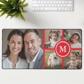 カスタム5フォトコラージュ赤い家族 デスクマット