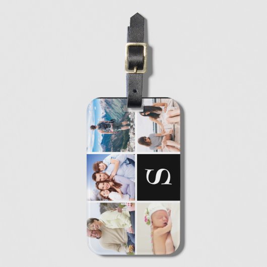 カスタム5フォトブラックモノグラムのラゲージタグ ラゲッジタグ (正面縦)