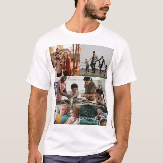 カスタム5モダン枚フォトコラージュ Tシャツ (正面)