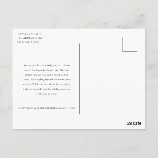 カスタム5写真タイポグラフィうれしそうな休日 ポストカード (裏面)