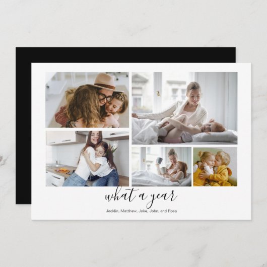 カスタム5写真タイポグラフィホリデーカード シーズンカード (正面/裏面)