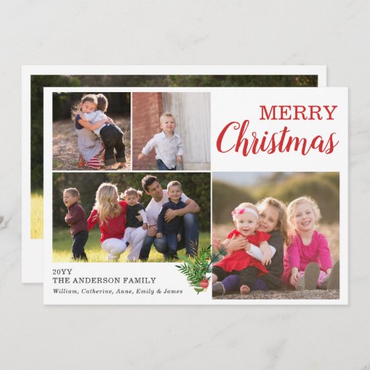 カスタム5写真メリーモダンクリスマス離れの シーズンカード (正面/裏面)