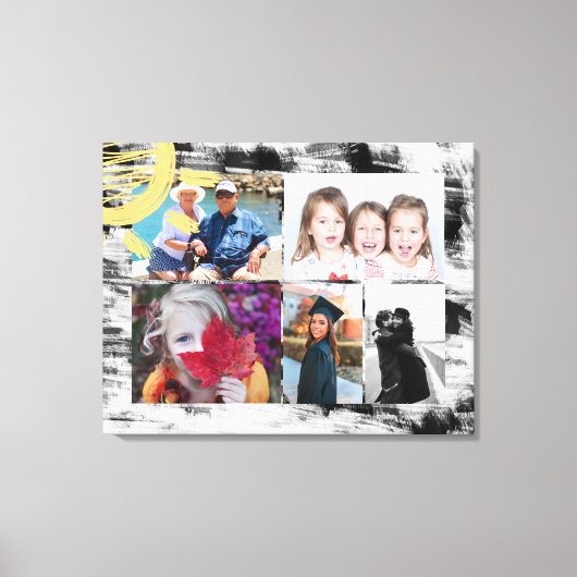 カスタム5枚の写真と白黒の抽象芸術 キャンバスプリント (正面)