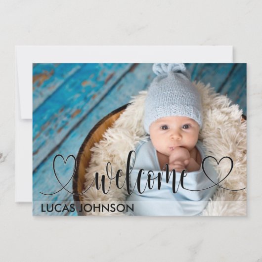 カスタム5枚の写真の誕生発表生まれたばかりのベビー 招待状 (正面)