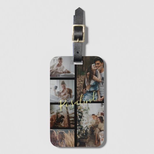 カスタム5枚の写真Instagramコラージュ署名 ラゲッジタグ (正面縦)