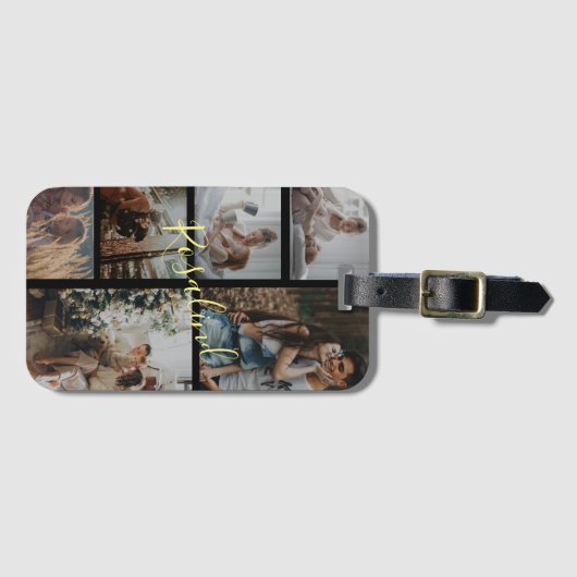 カスタム5枚の写真Instagramコラージュ署名 ラゲッジタグ (正面横)