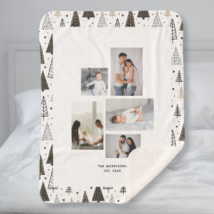 カスタム5枚コラージュ名冬の松 シェルパブランケット