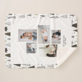 カスタム5枚コラージュ名冬の松 シェルパブランケット (正面(横))