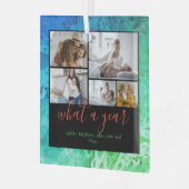 カスタム5枚タイポグラフィ新年ホリデイ ガラスオーナメント (正面左)