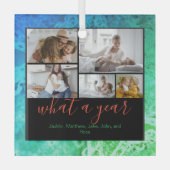 カスタム5枚タイポグラフィ新年ホリデイ ガラスオーナメント (正面)