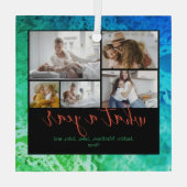 カスタム5枚タイポグラフィ新年ホリデイ ガラスオーナメント (裏面)