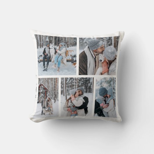 カスタム5枚フォトコラージュ装飾用クッション クッション (正面)