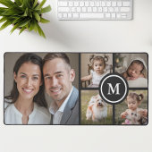 カスタム5枚写真コラージュ ブラック ファミリー デスクマット