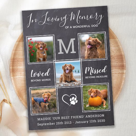 カスタム5枚写真ペット命のお祝い 招待状