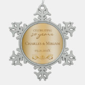 カスタム50周年記念結婚贈り物 スノーフレークピューターオーナメント (正面)