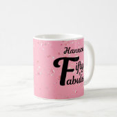 カスタム50歳と素晴らしいハッピーバースデーピンク コーヒーマグカップ (正面右)