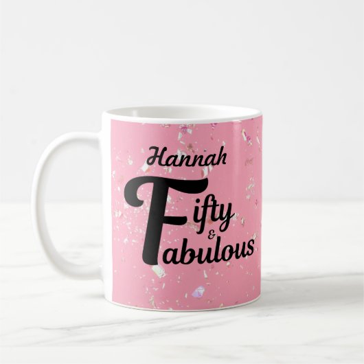 カスタム50歳と素晴らしいハッピーバースデーピンク コーヒーマグカップ (左)