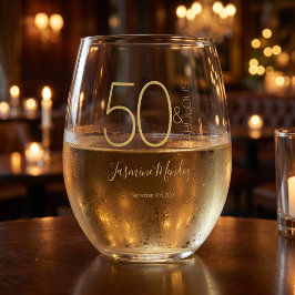 カスタム50歳の誕生日 ゴールド ホワイト 50& ファビュラス ステムなしワイングラス