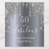 カスタム50素晴らしい誕生日グリッターシルバースパークル ワインラベル (シングルラベル)