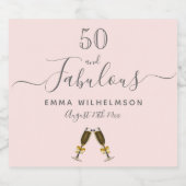 カスタム50素晴らしい誕生日パーティーバラ金ゴールドピンク スパークリングワインラベル (シングルラベル)